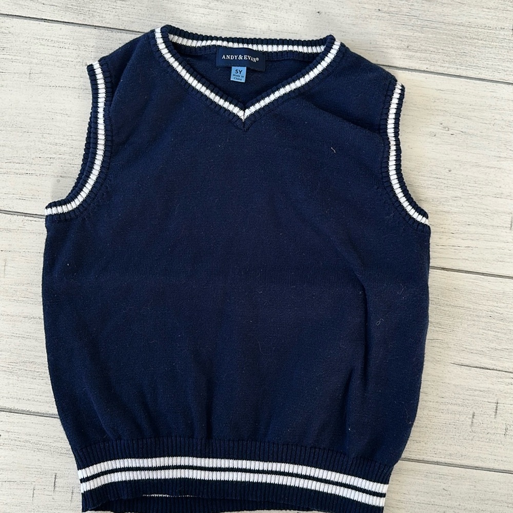 Navy blue and white sweater vest